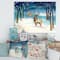 Designart - Winter Landscape With Deers - Traditional Canvas Wall Art Print